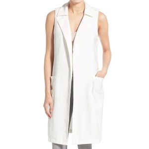 Trouvé Long Sleeveless White Vest Trench
